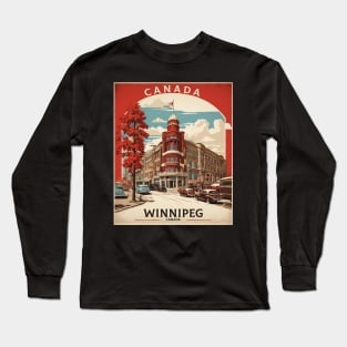 Winnipeg Manitoba Canada Vintage Poster Tourism Long Sleeve T-Shirt